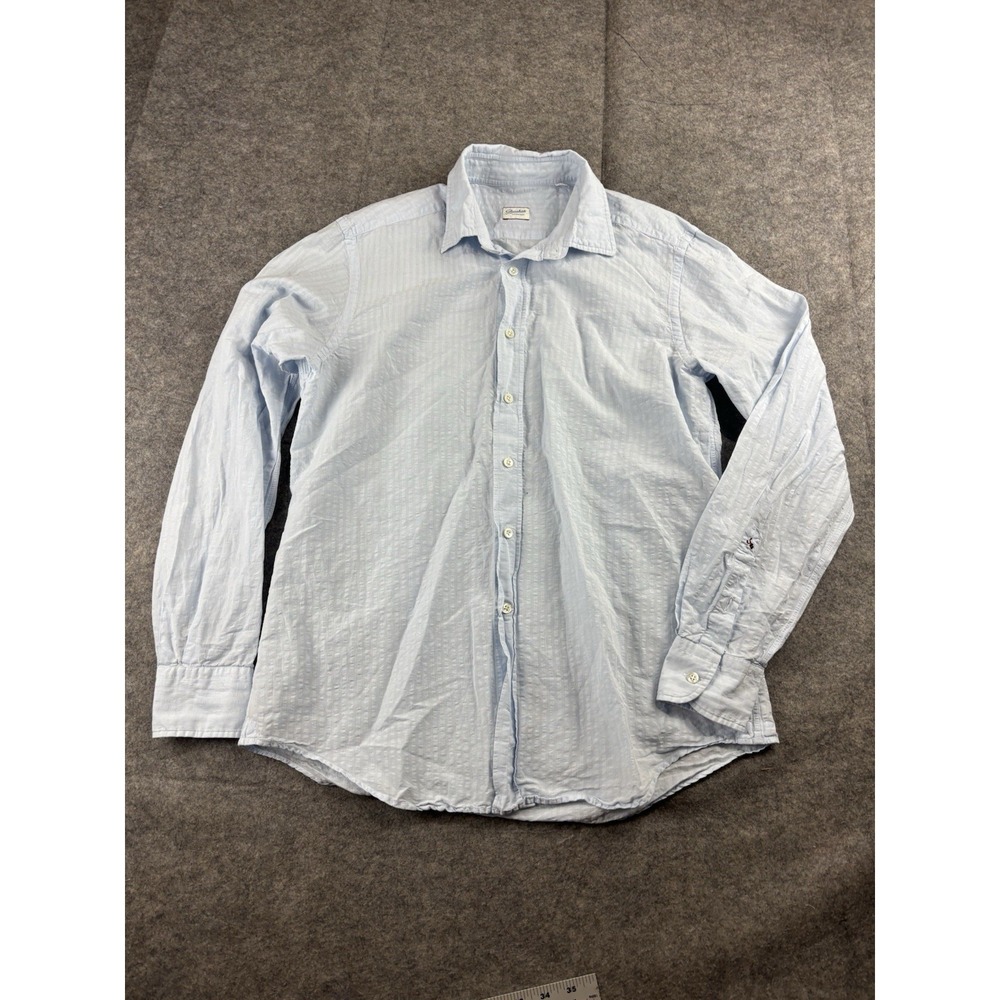 SLOWEAR GLANSHIRT Men's 42 16.5 Baby Blue Striped Button Down Shirt Preppy